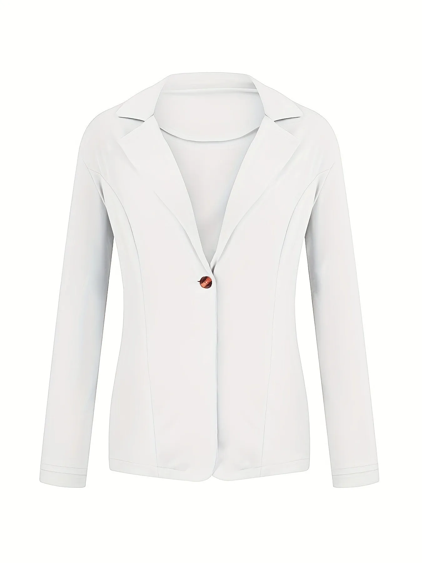 Fashionable Womens Blazer Jacket - Solid Lapel, Button Closure, Flowy Long Sleeves - Casual-Formal Commuter Outerwear