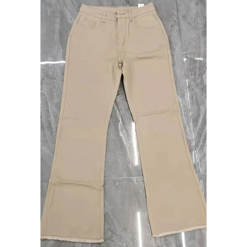 Flared High Waist Stretch Comfort Washed Casual Brown Jean