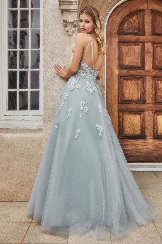 Floral Embroidered Glitter Ballgown by Andrea & Leo Couture A0892 - Sophia Gown  - Special Occasion