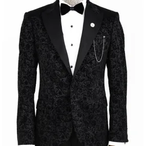 Floral Sparkle Black Prom Blazer