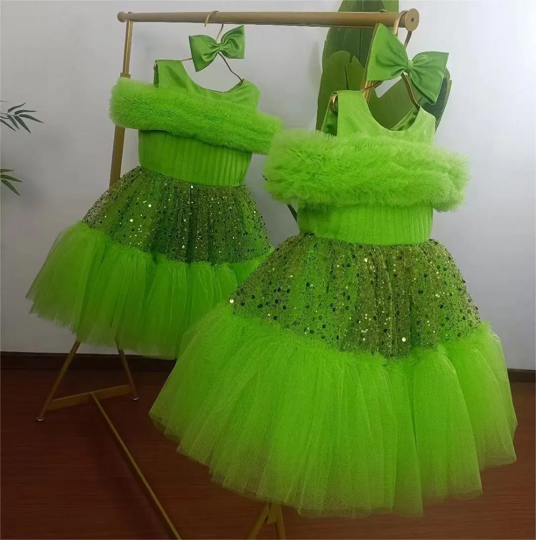 Forest Green Elf Girls' Dress A Fairytale Dress for Little Princesses Perfect Match of Bow and Dress