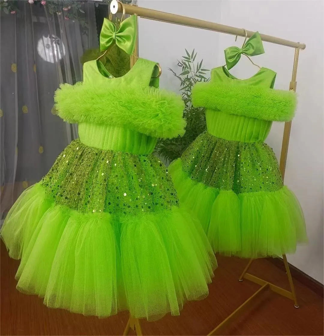 Forest Green Elf Girls' Dress A Fairytale Dress for Little Princesses Perfect Match of Bow and Dress