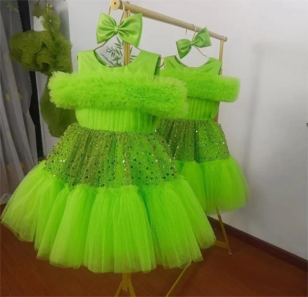 Forest Green Elf Girls' Dress A Fairytale Dress for Little Princesses Perfect Match of Bow and Dress