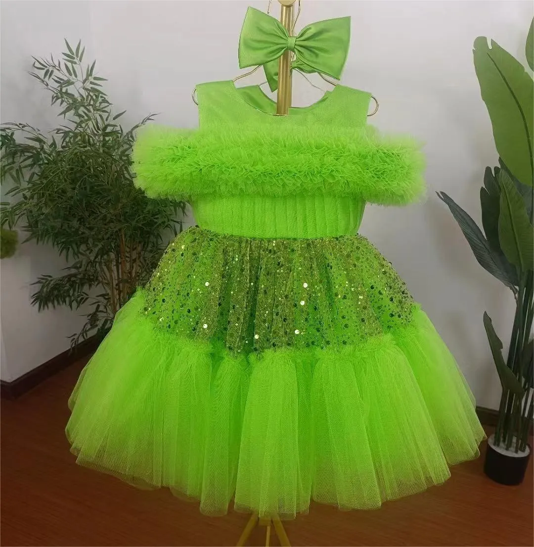 Forest Green Elf Girls' Dress A Fairytale Dress for Little Princesses Perfect Match of Bow and Dress