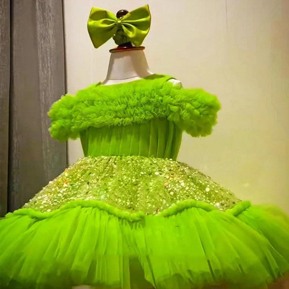 Forest Green Elf Girls' Dress A Fairytale Dress for Little Princesses Perfect Match of Bow and Dress