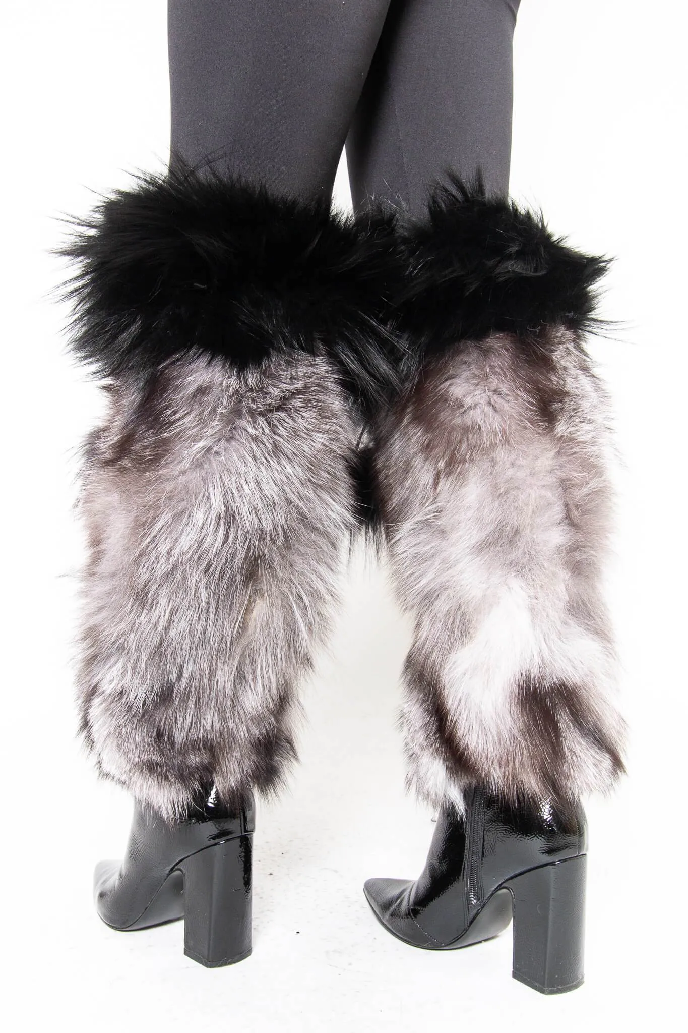 Fox Fur Boot Covers With Pom Pom