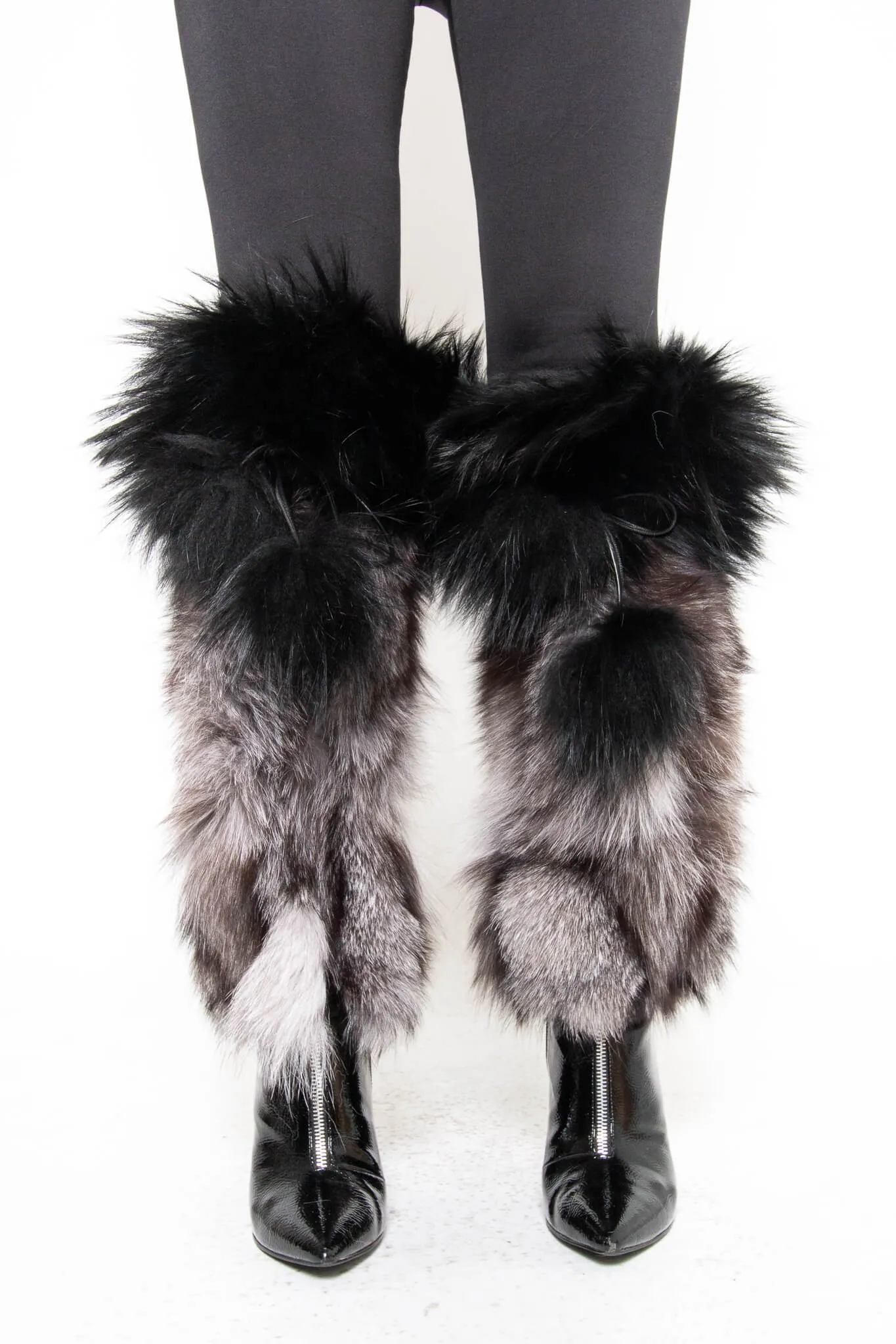 Fox Fur Boot Covers With Pom Pom