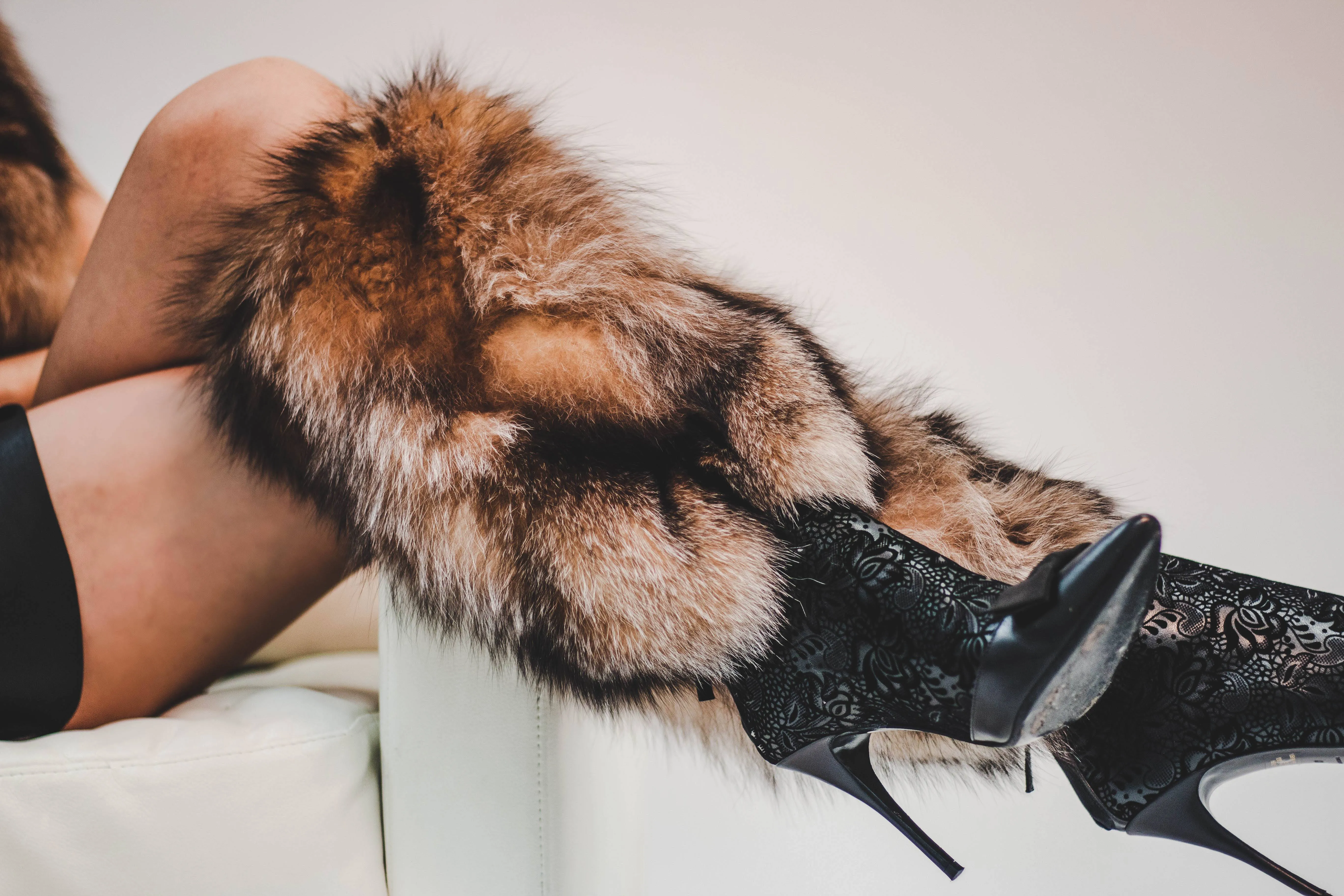 Fox Fur Boot Covers With Pom Pom