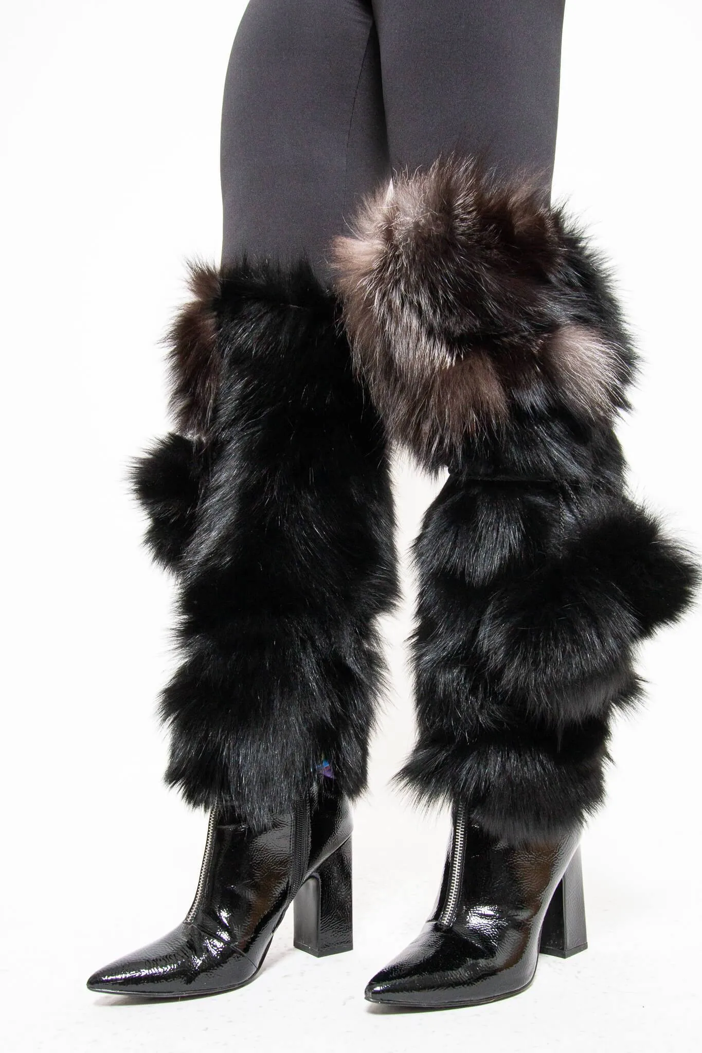 Fox Fur Boot Covers With Pom Pom