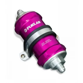 FUELAB 81811-4 In-Line Fuel Filter (6AN in/out, 3 inch 40 micron stainless steel element) Purple