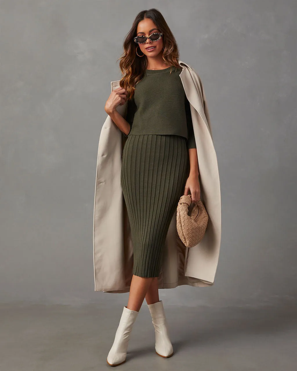 Full Of Surprises Ribbed Knit Midi Dress