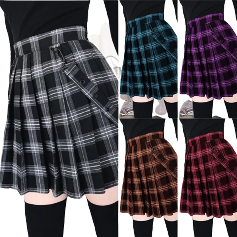 Funki Buys | Skirts | Women's Gothic Suspender Mini Skirt | Plaid