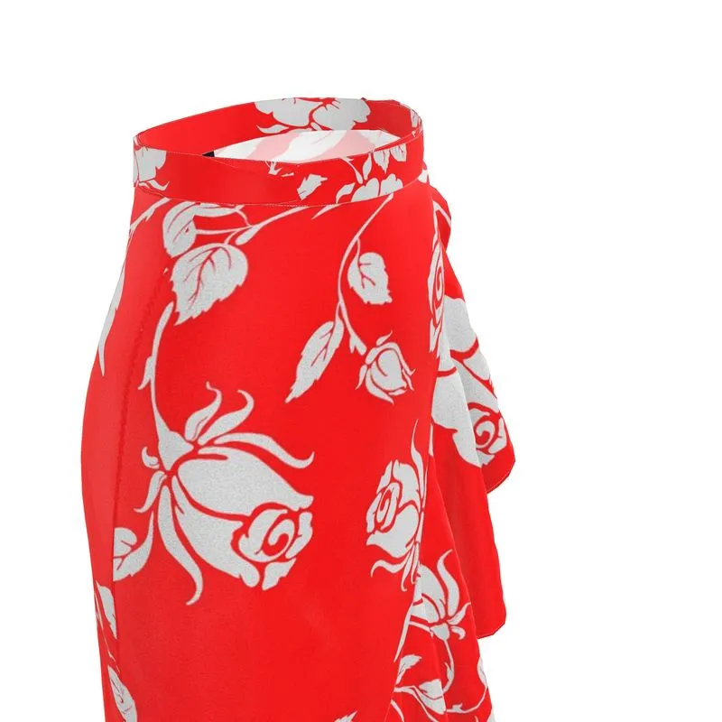 Gainsboro Roses & Scarlet Flounce Skirt