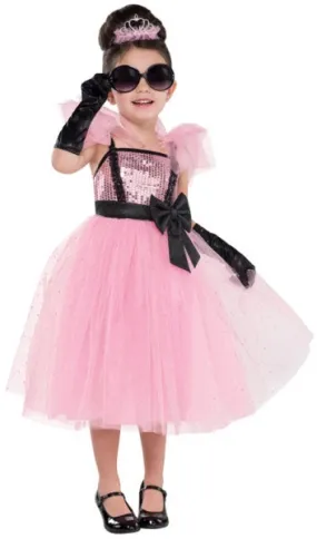 Girls 1960s Audrey Hepburn Glam Princess Fancy Dress Costume