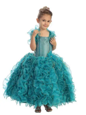 Girls Bolero Vest Ruffled Pageant Dress, Sizes  2-12