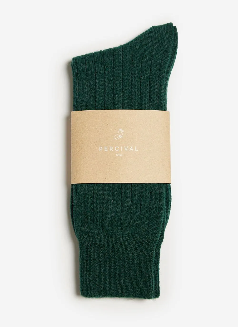 Green Cashmere Rib Socks