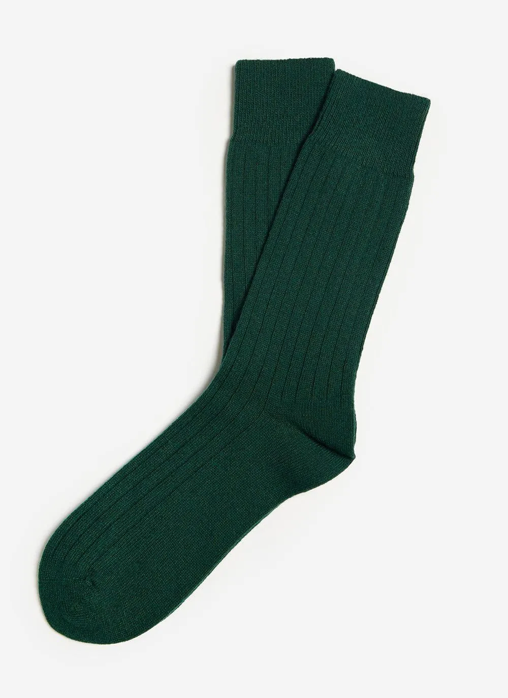 Green Cashmere Rib Socks