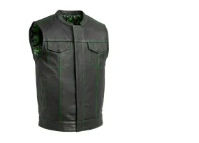 GREEN FIM694PM | The Cut Men's Motorcycle Leather Vest