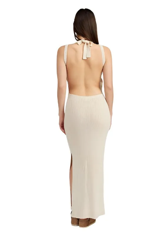 HALTER NECK MAXI DRESS WITH OPEN BACK