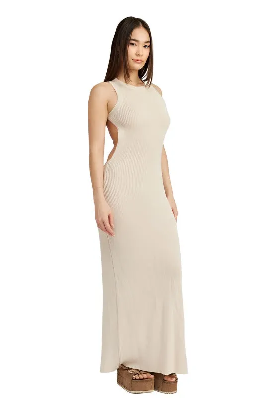 HALTER NECK MAXI DRESS WITH OPEN BACK