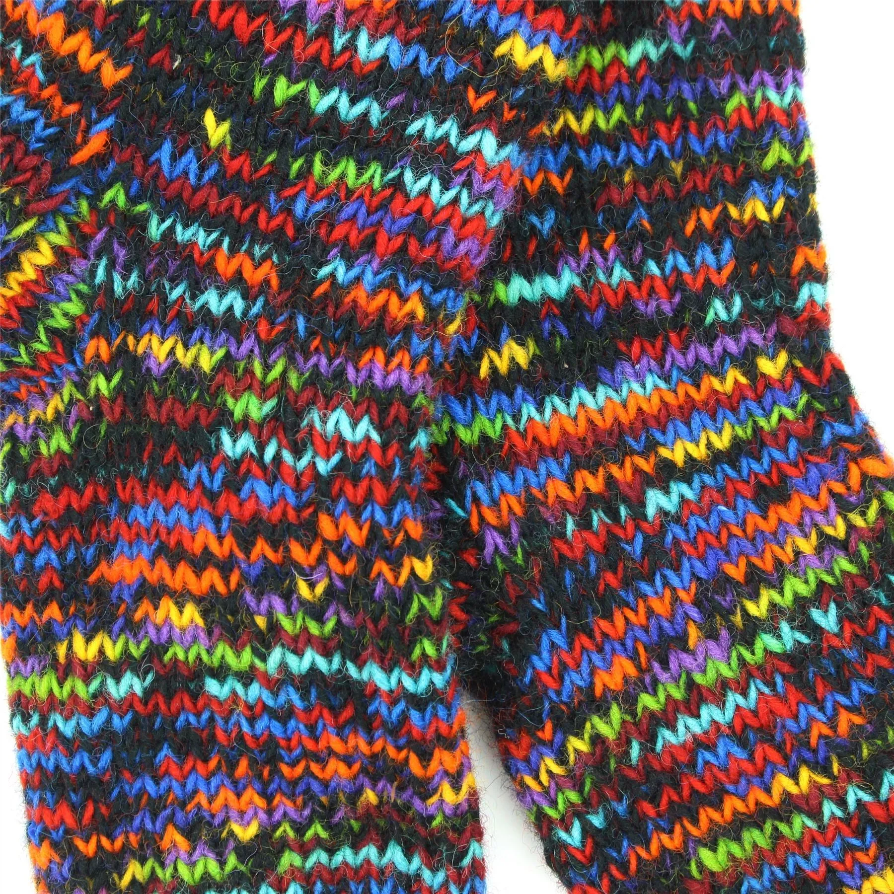 Hand Knitted Wool Ankle Socks - SD Black Rainbow