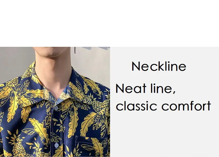 Hawaiian Beach Vacation Shirts Thin Short Sleeve Beach Shirt for Men Casual Loose Oversized Printed Shirt Summer