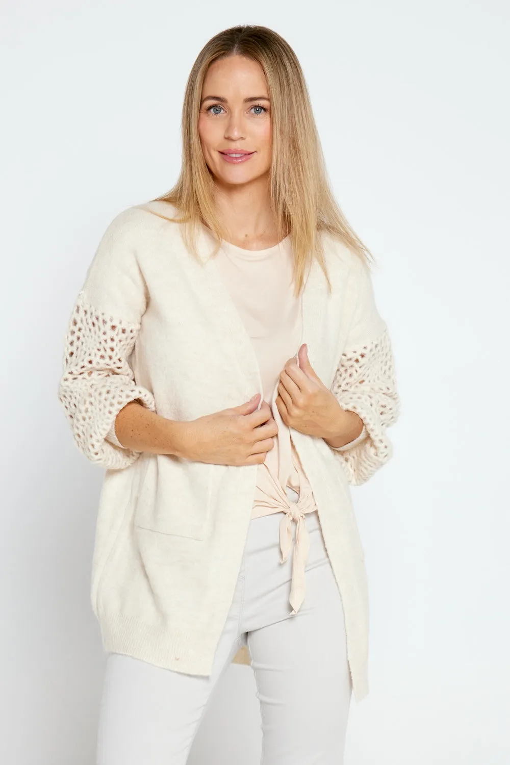 Hayley Wool Blend Knit Cardi - Cream