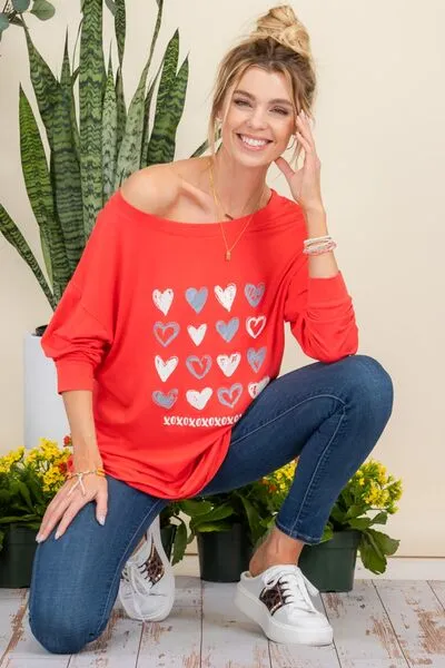 Heart Graphic Long Sleeve T-Shirt