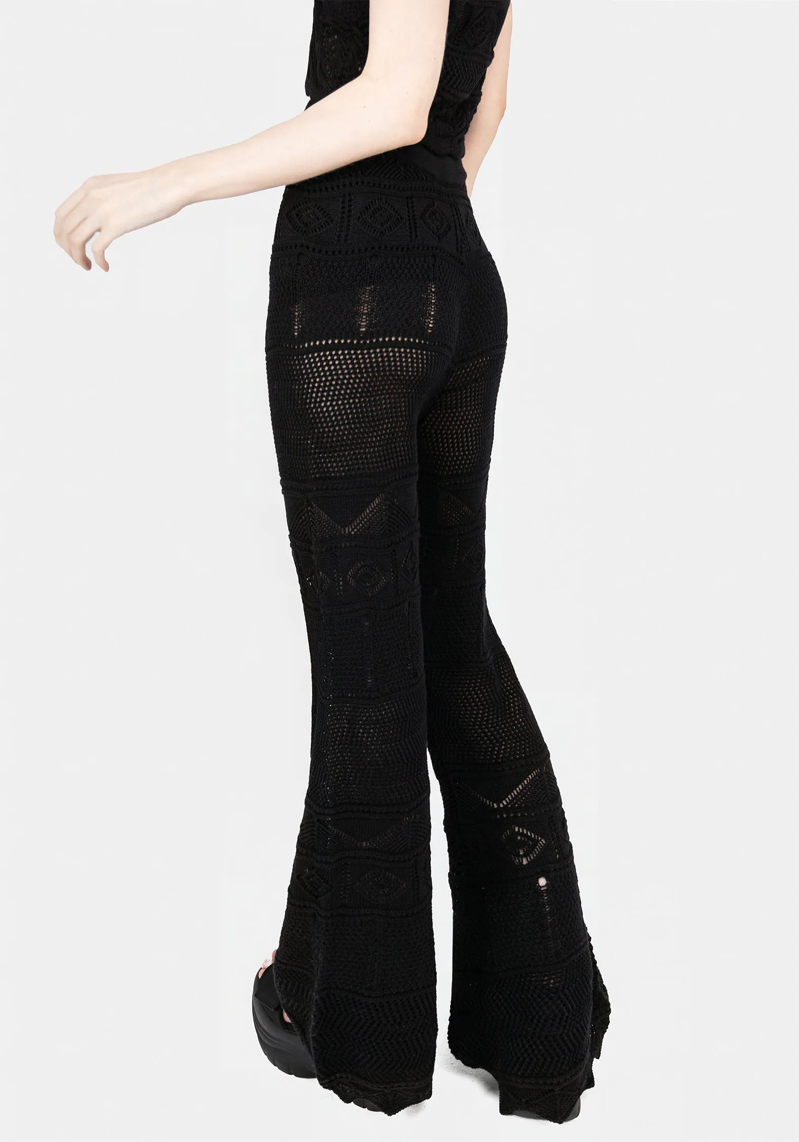 Hooked Pointelle Flare Trousers