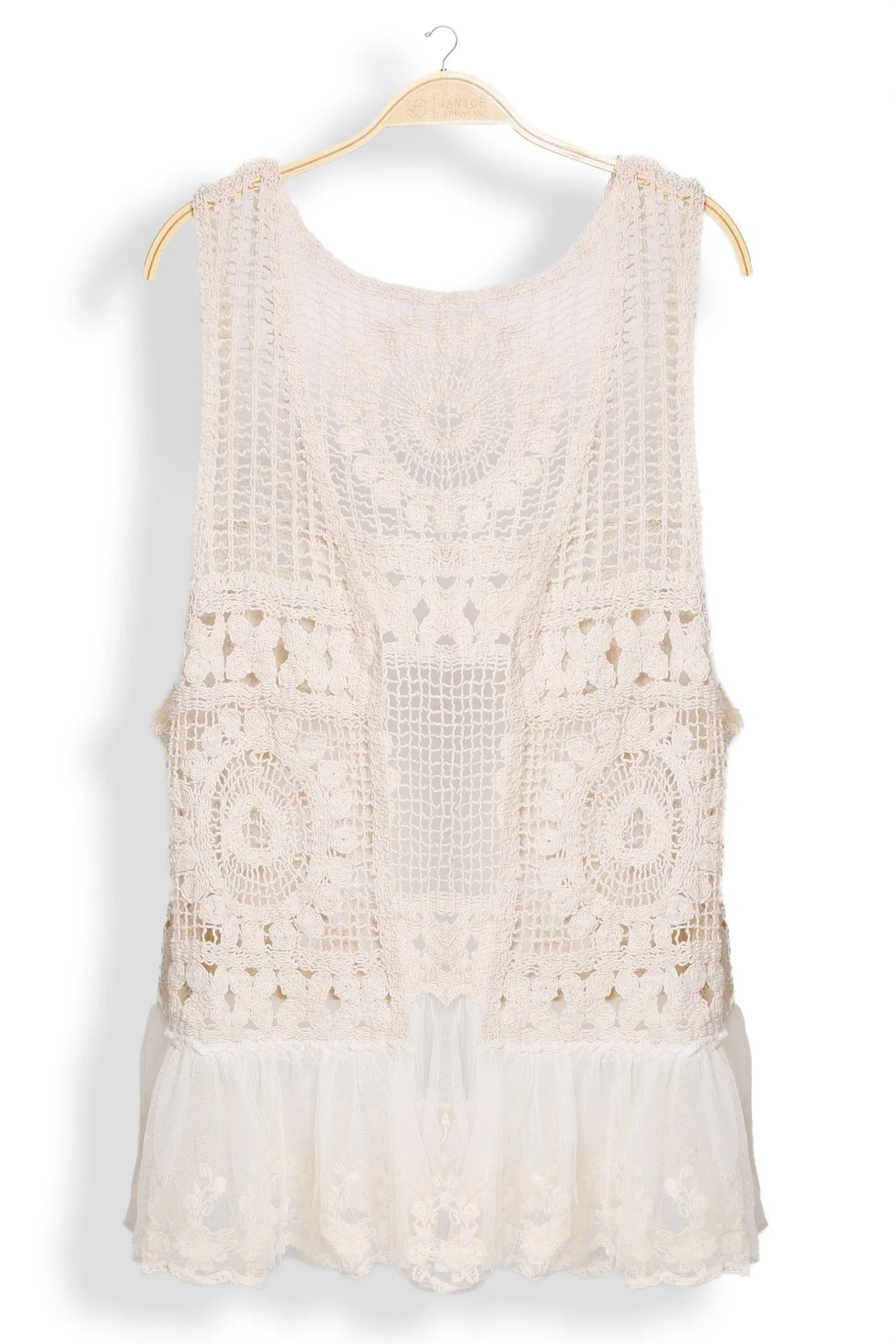 JP5213 Isla Crochet Vest With Lace Trim