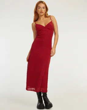 Kalana Midi Dress in Red Flock Mesh