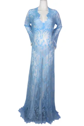 Katherine Sheer Lace Maxi Dress - Light Blue - For Sale