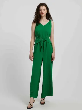 Knot Detail Tie Front Sleeveless Jumpsuit