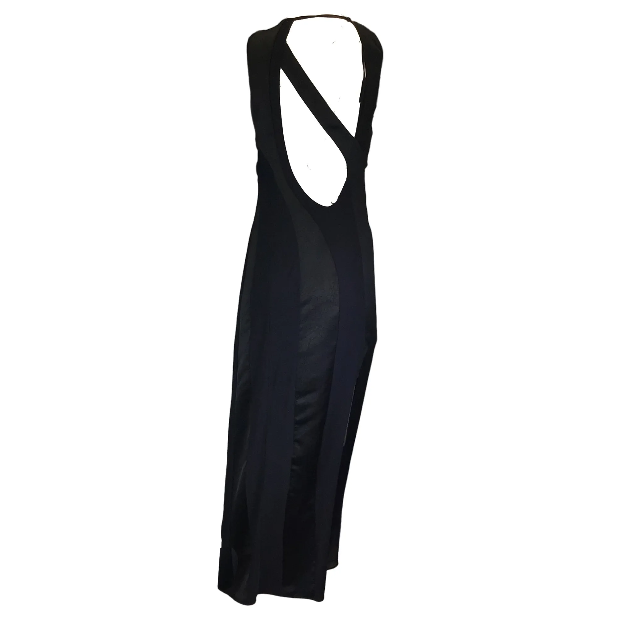 Koche Black Mesh Detail Sleeveless Long Nylon Dress