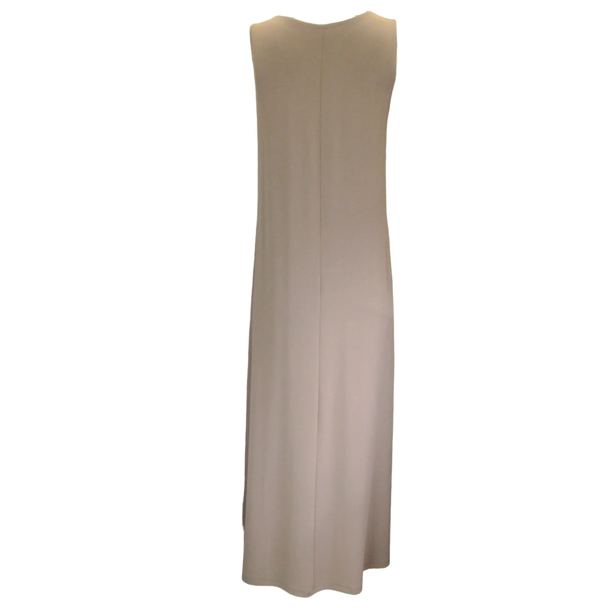 Lafayette 148 New York Taupe Sleeveless Stretch Jersey Maxi Dress