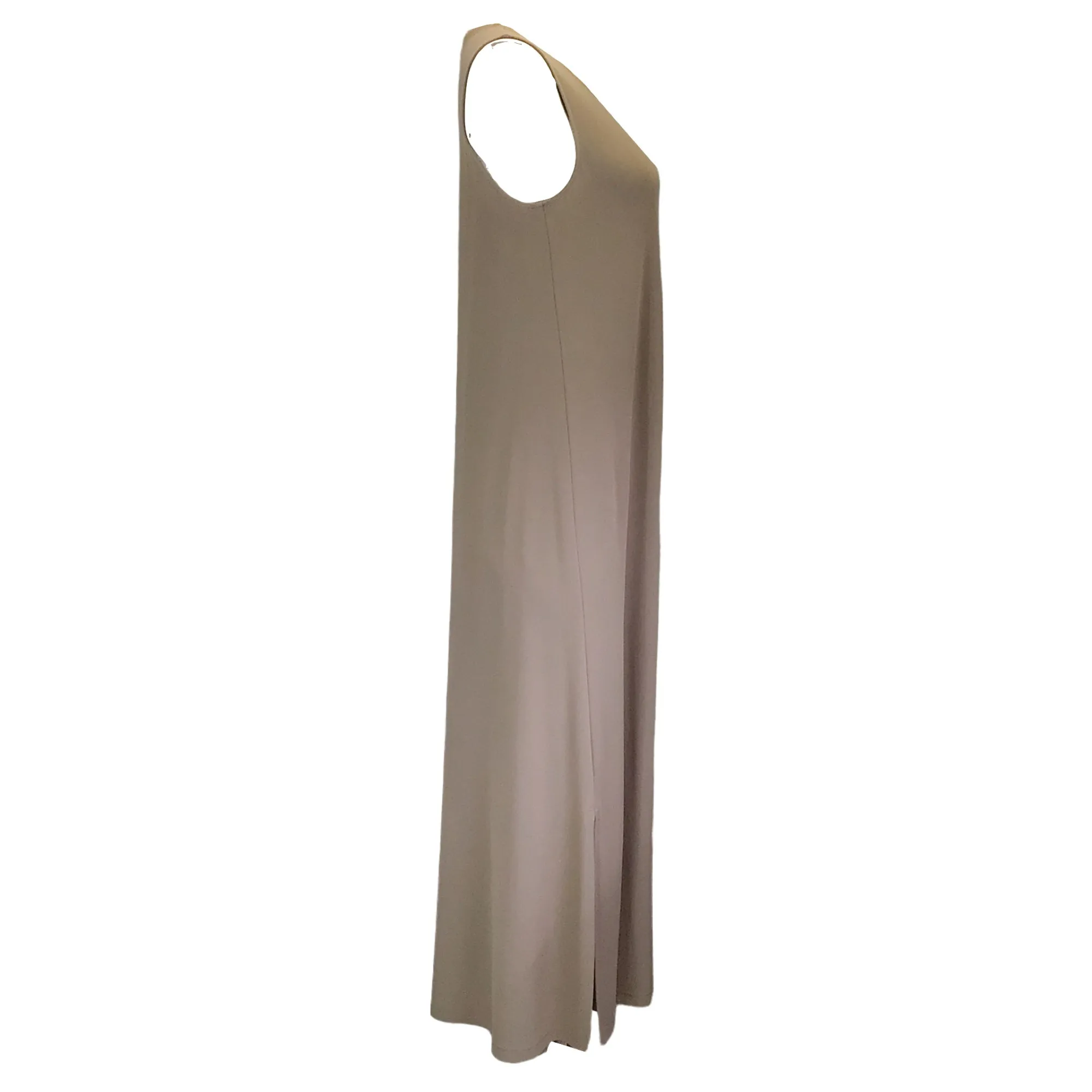 Lafayette 148 New York Taupe Sleeveless Stretch Jersey Maxi Dress