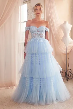 LISTARI Tulle Waterfall Off Shoulder Ball Gown Prom & Formal Dress