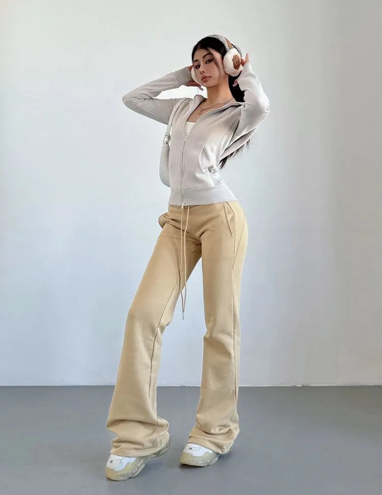 Livia Velvet Slim High Waist Flared Pants