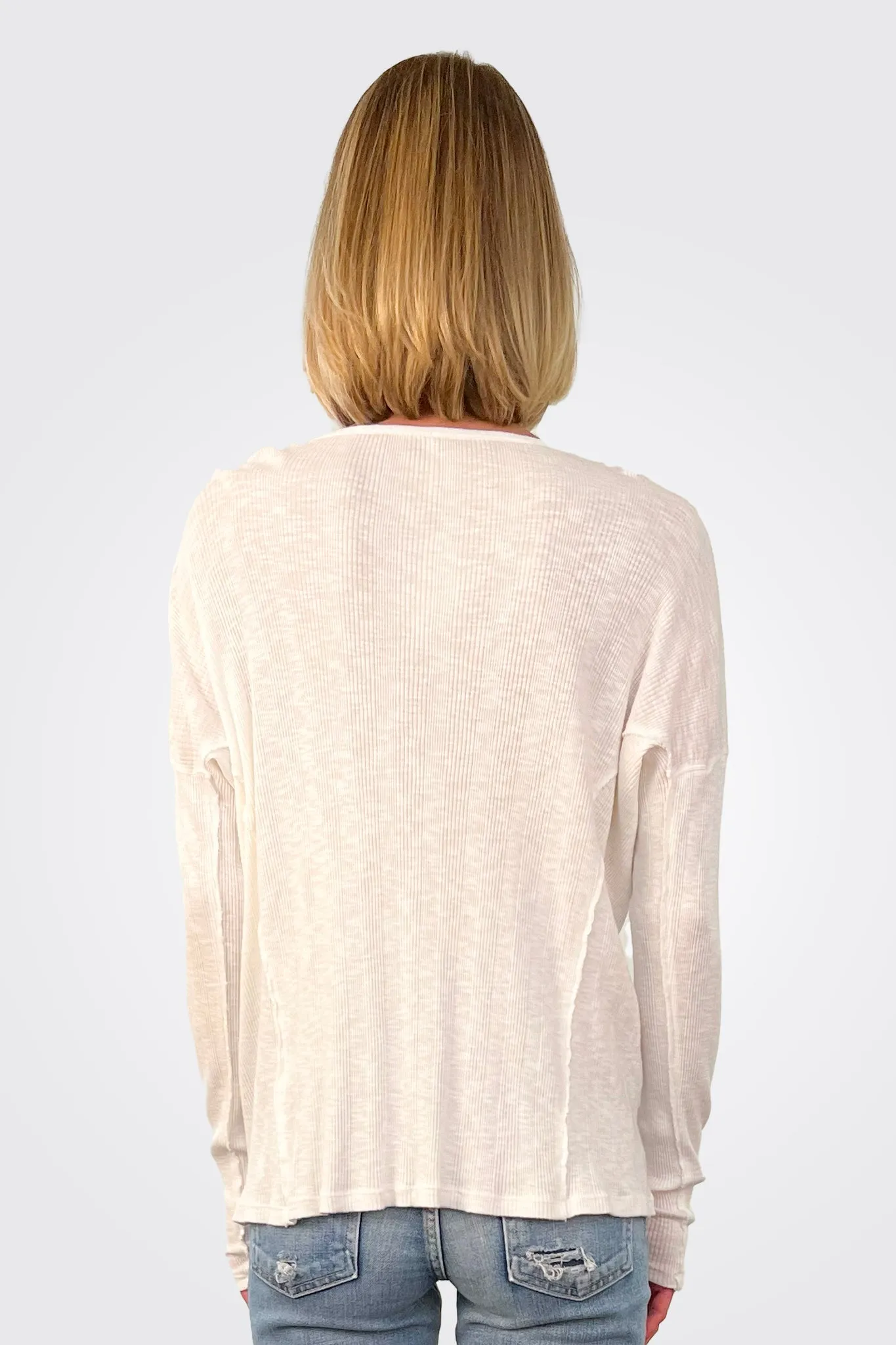 Long Sleeve Henley - White