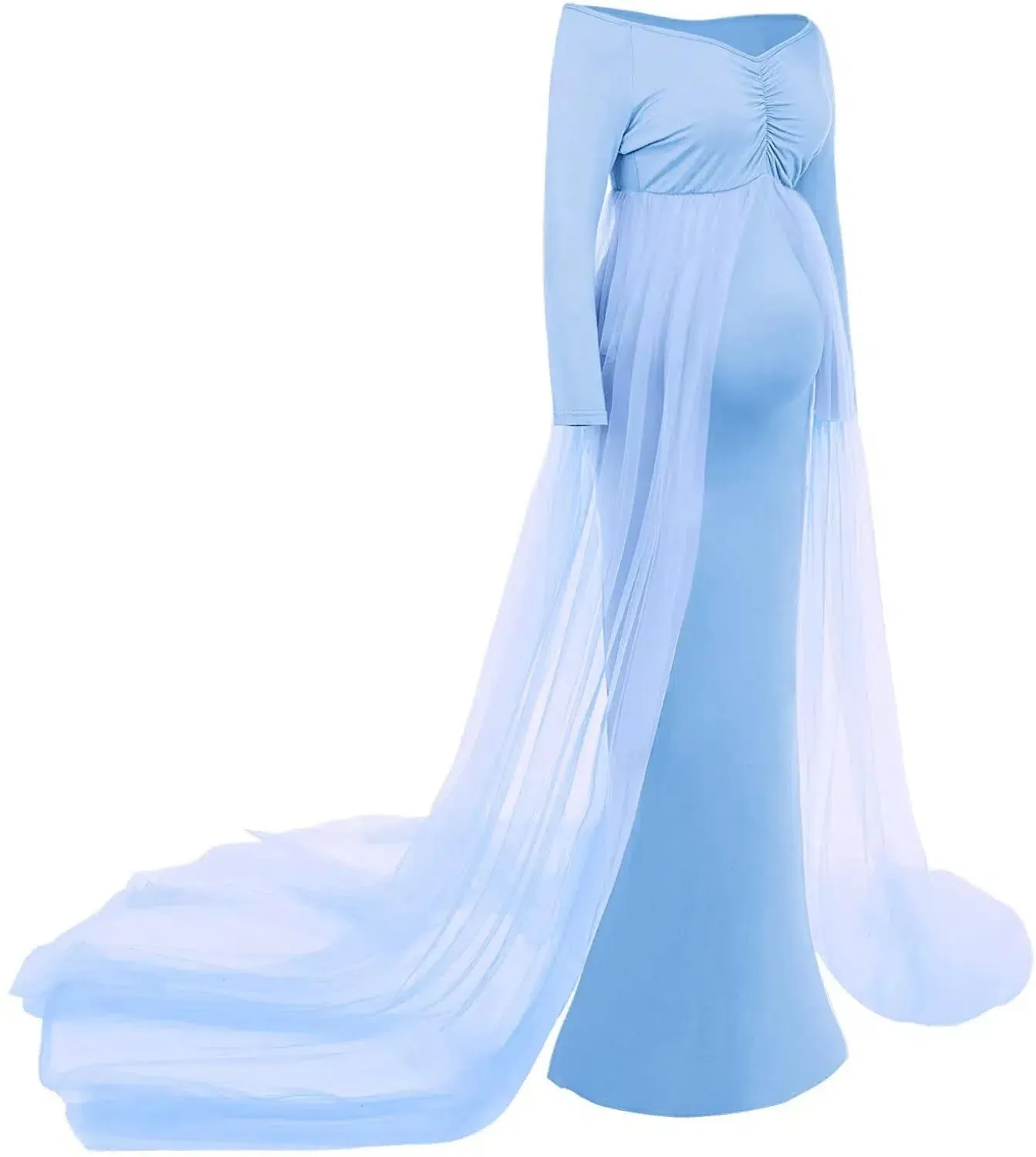 Long Sleeve Off-Shoulder Maternity Maxi Photography Dress