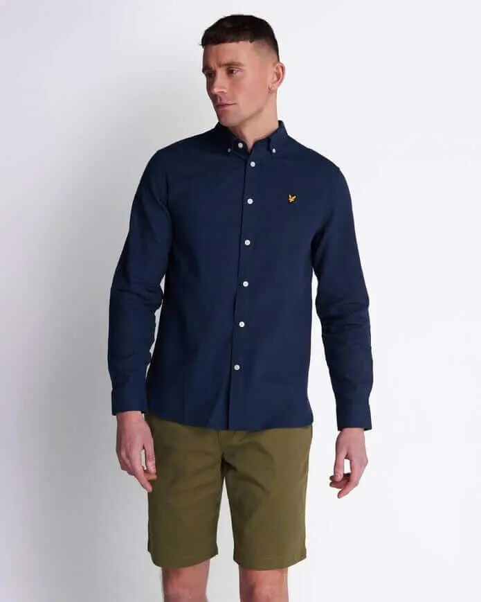 Lyle and Scott Shirt Cotton Linen Navy