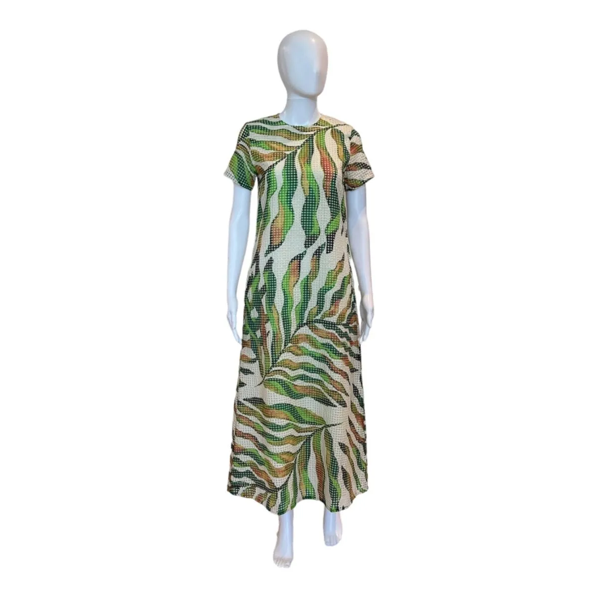 Maldive Green Short Sleeve Maxi Shift Dress