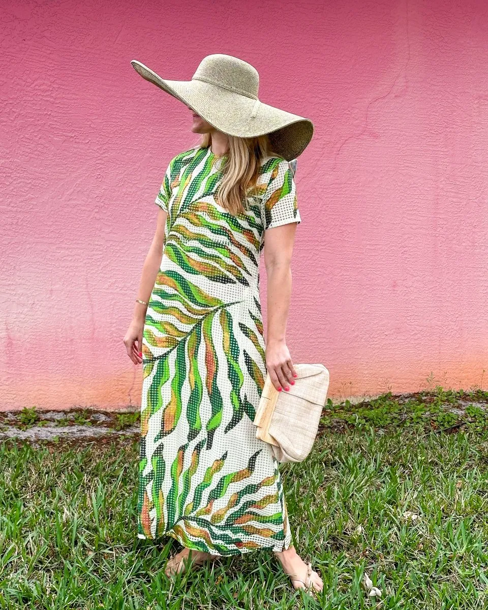 Maldive Green Short Sleeve Maxi Shift Dress