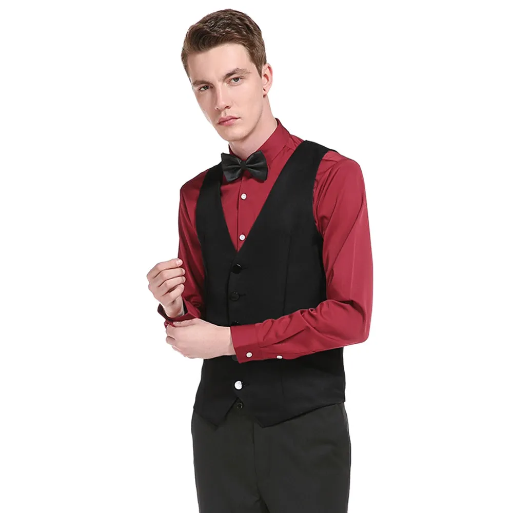 Men Business Suit Vest Slim Solid Button Sleeveless Skinny Wedding Waistcoat