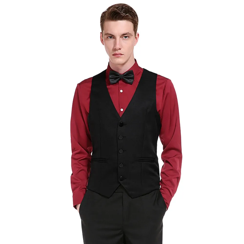 Men Business Suit Vest Slim Solid Button Sleeveless Skinny Wedding Waistcoat