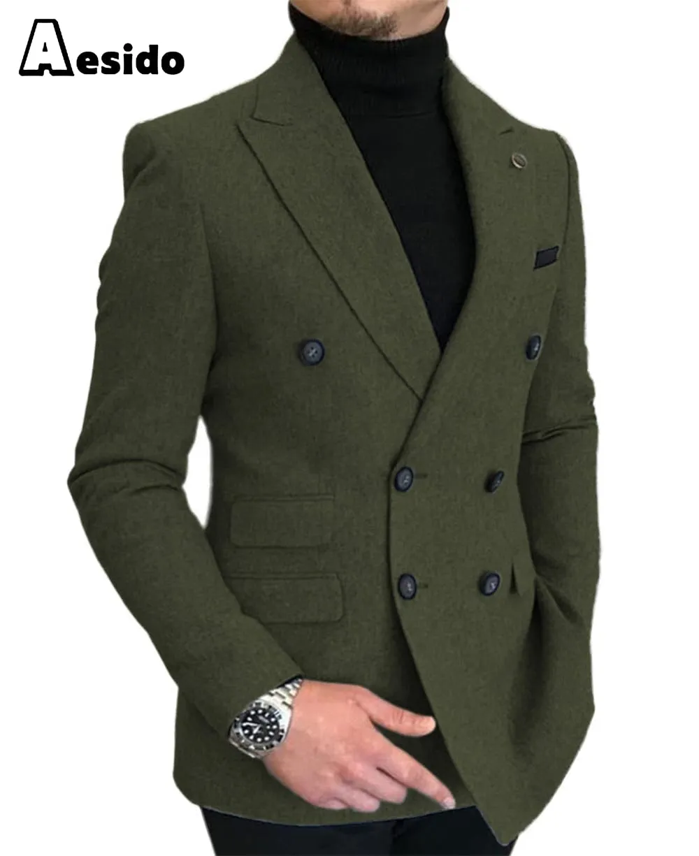 Men's Casual Tweed Notch Lapel Blazer