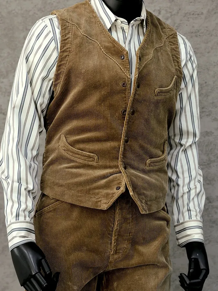 Men's Corduroy Western Vest Camel