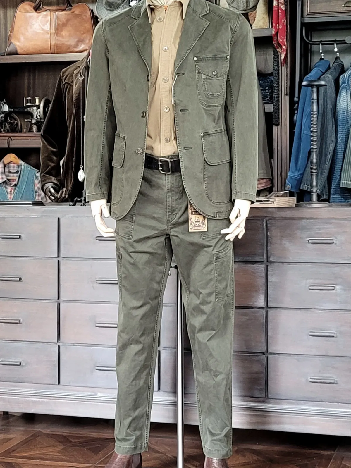 Men's Safari Suit Blazer Green