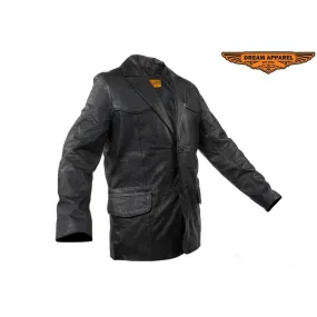 Mens Soft Naked Cowhide Leather Blazer