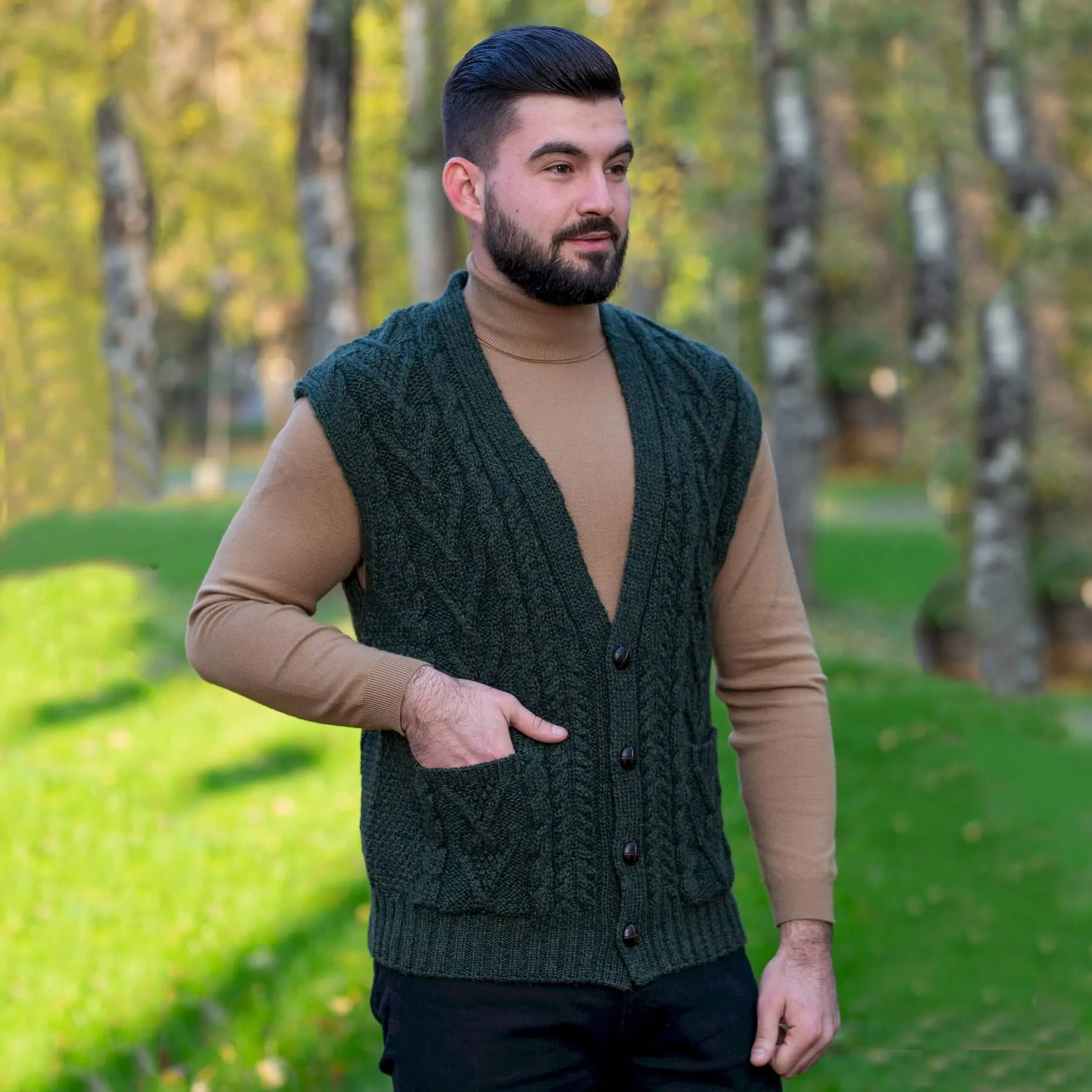 Men's V-Neck Irish Knit Vest